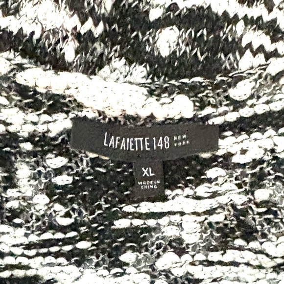 LAFAYETTE 148 New York Open Knit Top, black and white cap sleeve - Picture 5 of 9